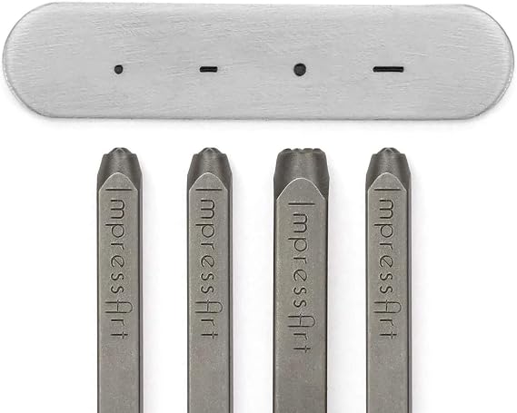 ImpressArt - Dot & Dash Signature Metal Design Stamp Pack (4 Pack)