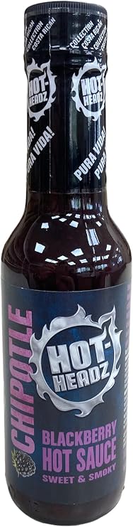 Hot Headz! Blackberry & Chipotle Medium Hot Sauce Jalapenos Chillies Hot Sauce Sweet & Smoky Flavours With a Medium Heat for Dipping and Spice Great Gift For Hot Sauce Lovers (148ml Bottle)