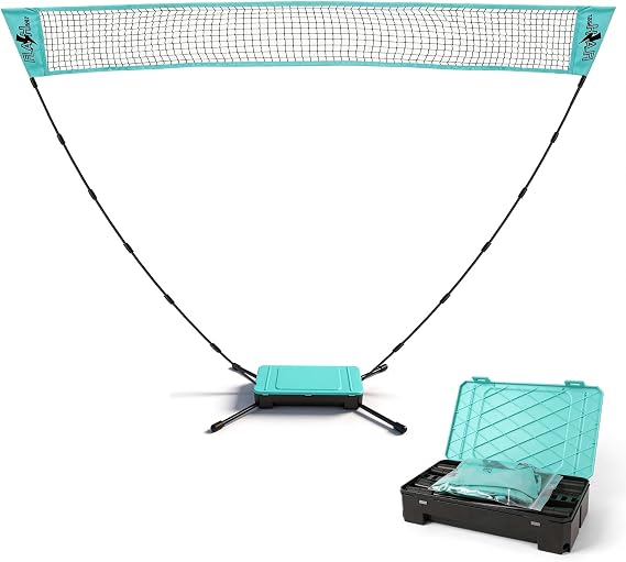 Portable Badminton Net for Backyard - 60s Tool-Free Instant Setup Net in Box with Built-in Weighted Base - 5FT Official Height Anti-Sag Badminton Net for Outdoor Indoor Beach Park Play