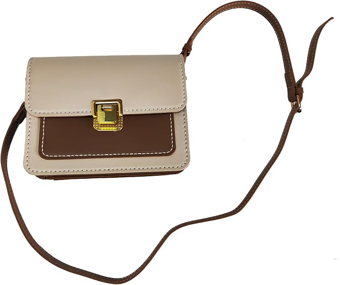 Hstyle handbag, adjustable and detachable shoulder strap crossbody bag, beige women's handbag.