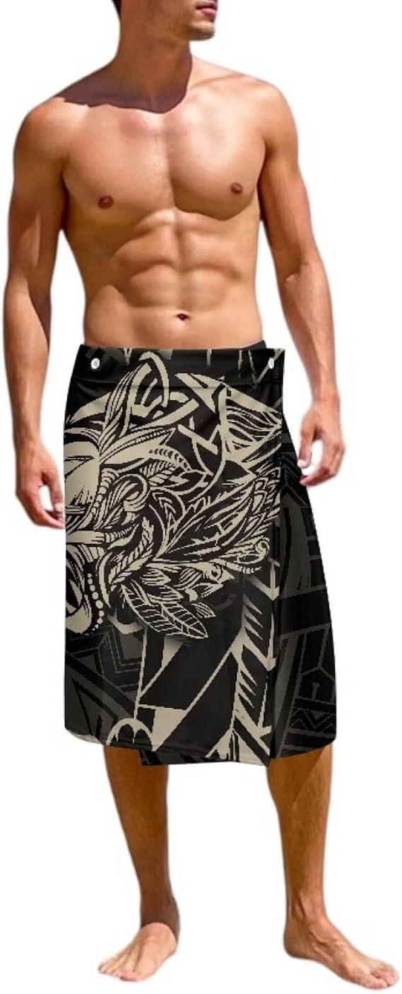 Sarong Pareo for Men Hawaiian Swimsuit Cover Up with Pockets