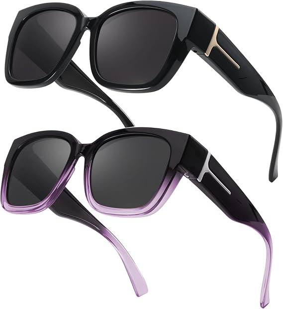 Myiaur 2 Pack Over Glasses Sunglasses for Women Polarised UV400 Protection
