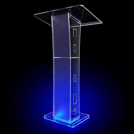 Acrylic Podium Stand, Large Acrylic Podium, Mobile Lecterns & Pulpits for Classroom, Concert, Church, Speech, Multi-Purpose, Modern