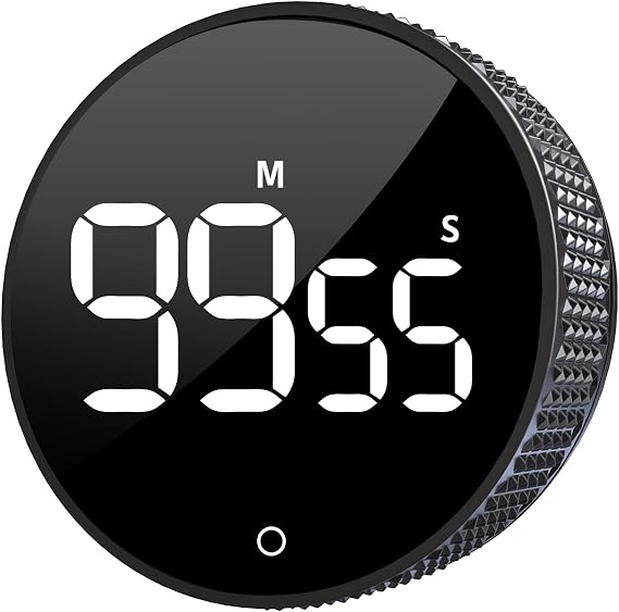 LFF Digital Kitchen Timers, Visual Timer with Large LED Display, Magnetic Countdown Countup Clock for Classrooms, Cooking, Studying, Teaching, Volume Adjustable Timer, Black
