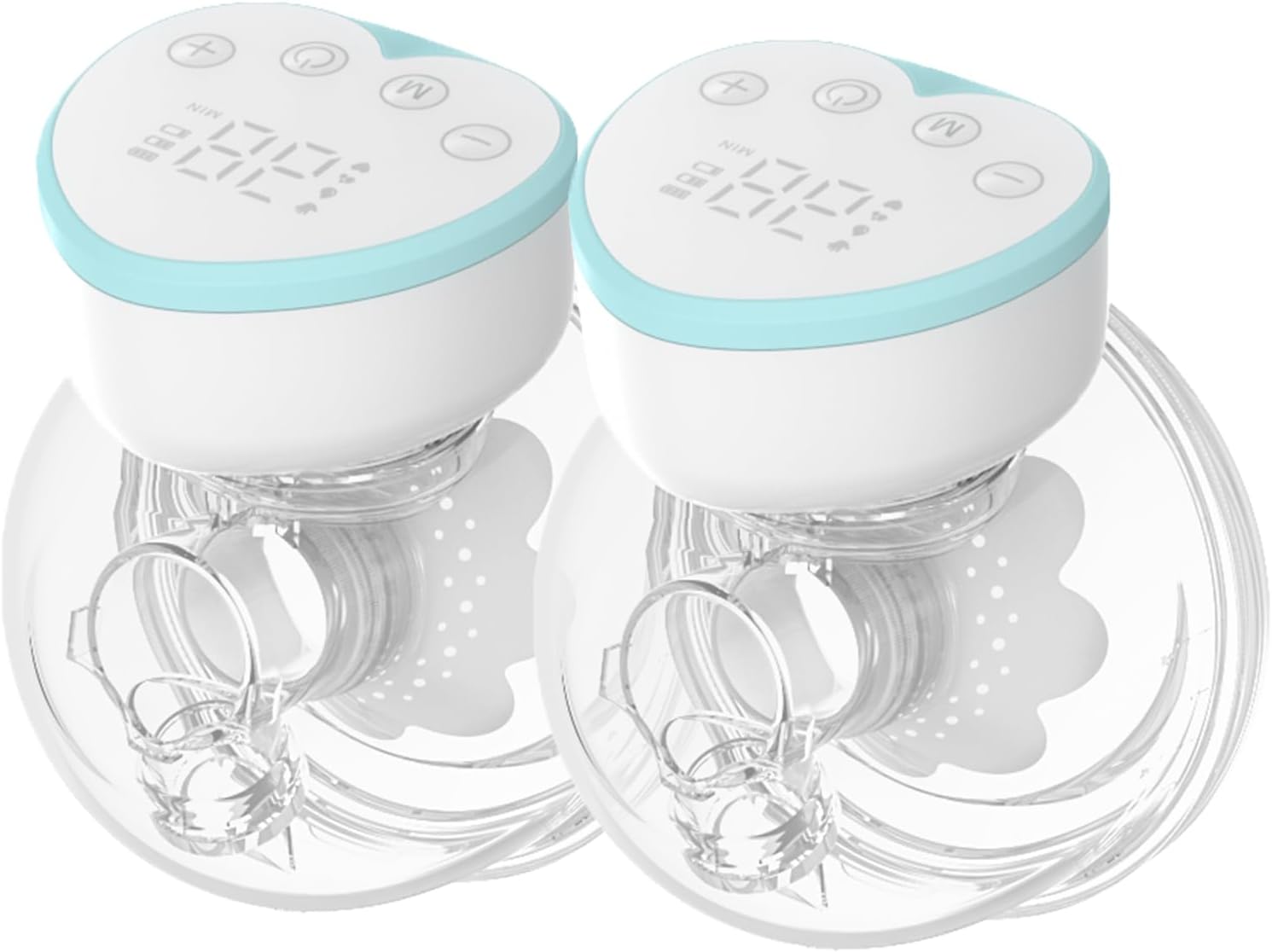 MomMed Double Wearable Breast Pump, 24mm Painless Breastfeeding Hands-Free Electric Breast Pump with 4 Mode 12 Levels, Leak-Proof Design & Low Noise, Extra 19mm&21mm Flange Inserts