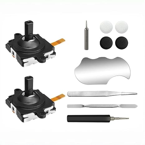 11-in-1 Joystick Replacement Kit for Meta Quest 3 Controller | 11-in-1 Repair Set for Meta Quest 3 controllers Including 2 Joysticks, T5 Screwdriver, Tweezer, Pry Tool and 4 Thumbgrip Caps