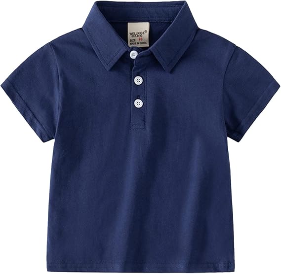 Toddler Boys Plain Polo Shirts Short Sleeve Cotton Baseball Shirt Lapel Buttons Casual Solid Top Basic
