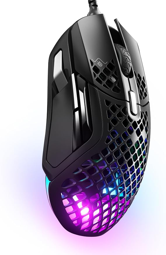 SteelSeries Aerox 5 - Holey RGB Gaming Mouse - Ultra-lightweight Water Resistant Design - 18K DPI TrueMove Air Optical Sensor