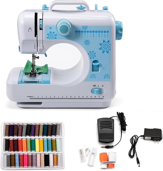 Mini Sewing Machine Portable Sewing Machine for Beginners Adult, Electric Crafting Speed Crafting Mending Machine Electric Overlock Sewing Machines (Light Blue)
