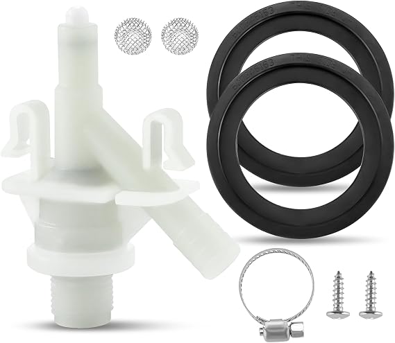 385311641 RV Toilet Valve Kit with 385311658 Flush Ball Seal Compatible with Dom-etic 300, 301, 310, 311, 320, 321 Series Pedal-Flush Toilets RV Toilet Parts Seal for Camper Toilet - 1 Set