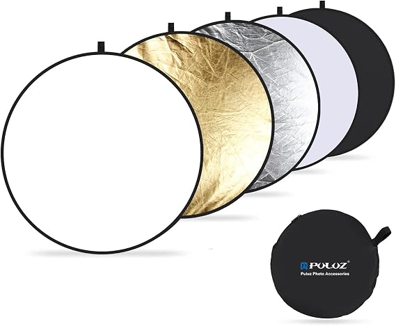 PULUZ 5-in-1 Collapsible Light Reflectors for Photography - 32 (80cm) Light Reflector with Storage Bag Kit for Studio Photography Lighting Outdoor (Silver/Translucent/Gold/White/Black)