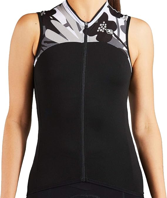 Giordana Women's Lungo Sleeveless Cycling Jersey, Black/White/Grey, XS