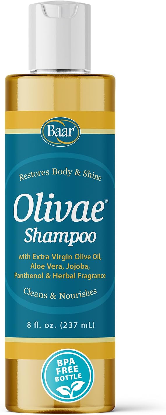 Baar Olivae Shampoo, 8 oz | Organic olive oil, aloe vera, jojoba oil, protein-enriched, everyday hair care
