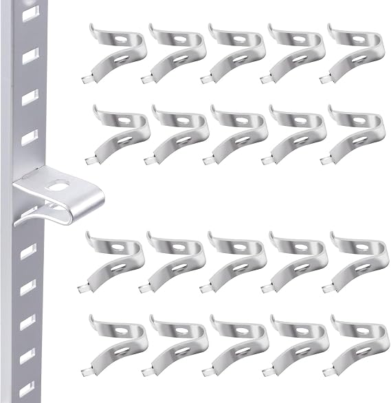 30Pcs Adjustable Cabinet Shelf Bracket Clips, Metal Shelf Bracket Clips, Shelf Pegs, Shelf Support Pins, Pilaster Shelf Support Clip for Metal Shelving (30, Silver)