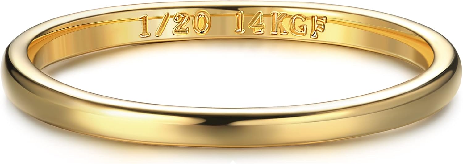 HAIAISO 14K Gold Filled Rings Stacking Rings for Women Thin Gold Ring Stackable Band Ring Plain Statement Ring Comfort Fit Size 5 to 11