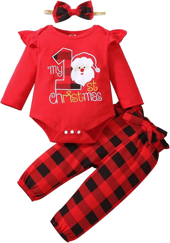 Infant Newborn Baby Girl Clothes Outfits Ruffled Long Sleeve Romper Pants Set Headband Toddler Clothing 3Pcs