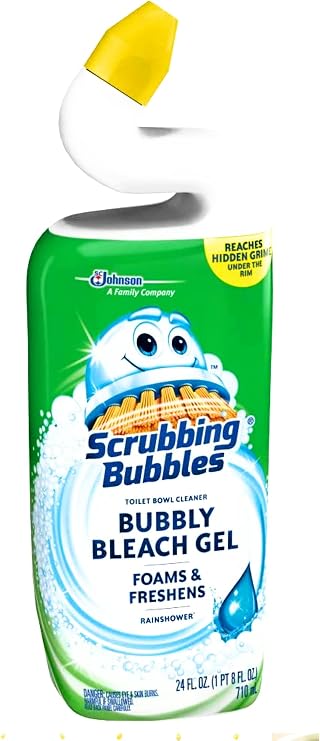 Scrubbing Bubbles Bubbly Bleach Gel Toilet Bowl Cleaner, Rainshower, 24 oz, Twin Pack