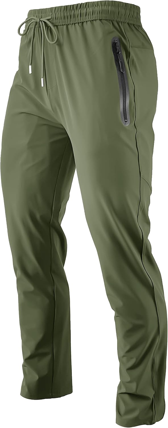 Mens Lightweight Quick Dry Hiking Running Pants Outdoor Sports Breathable Zipper Pockets Athletic Work Pants