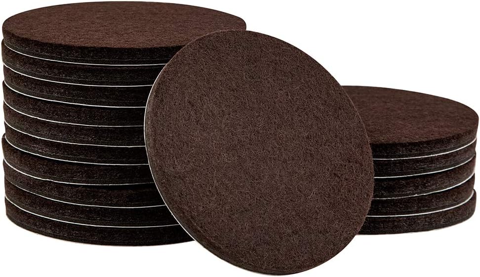 SoftTouch 16 Pack 3 Round Heavy-Duty Felt Pads – Non-Slip Furniture Protectors for Hardwood, Tile & Laminate – Scratch & Noise Reducing for Chairs, Tables, Couches Brown