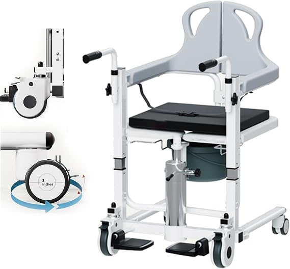 Patient Lift Device for Home Foot Pedal Lift Hydraulic Adjustable Patient Transfer Chair Hoist for Lifting Elderly Off Floor