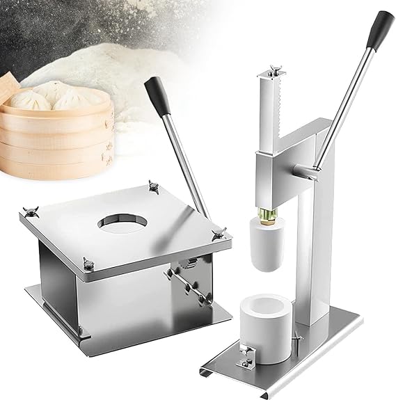 Manual Bun Making Machine,Stainless Steel Bun Making Machine with 3 Mold - Kitchen Cookers,400-500pcs/h, for Restaurant Cooking Delicious Baozi