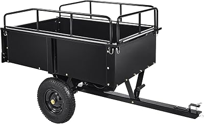 Heavy Duty Steel ATV Trailer,750 Lbs Heavy Duty Steel Dump Cart, 15 Cubic Feet, Garden Utility Trailer with Removable Sides for Riding Lawn Mower Tractor