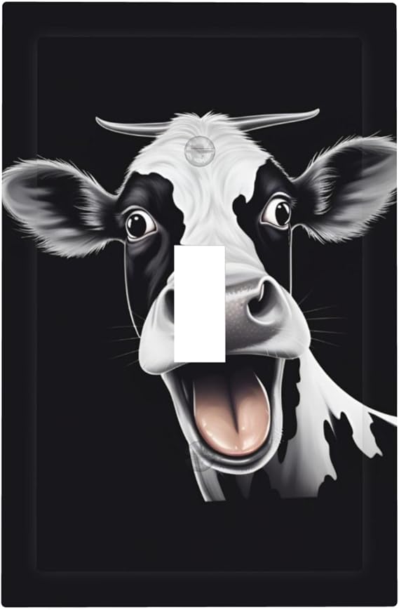 Decorator Switch Cover 1 Gang Single Toggle Funny Cow Wall Plate Outlet Switch Covers Light Switch Cover Receptacle Cover