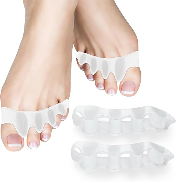 SUNFATT Toe Separator,Gel Toe Spacers for Overlapping Toes | Soft silicone spacers for daily foot comfort, home relaxation & yoga. Washable and reusable design reduces footwear friction
