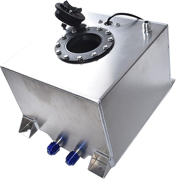 Silscvtt 20L 5 Gallon Aluminum Fuel Cell Tank Race Street Drift Strip Fuel Cell Tank Silver with Level Sender