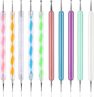 ABenkle 10Pcs Art Dotting Tools for Nail Art, Ball Tip Clay Tools Sculpting Pattern Tracing Stylus, Ball Embossing Stylu for Drawing,Painting Rocks Mandalas,Art Dot Tools