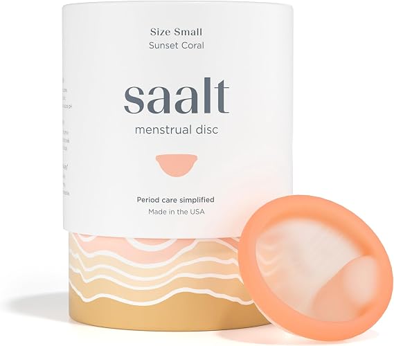 Saalt Menstrual Disc – Reusable Period Disc for 12-Hour Protection – BPA & Latex Free – Easy Removal – Soft, Flexible, and Comfortable – Size Small, Coral