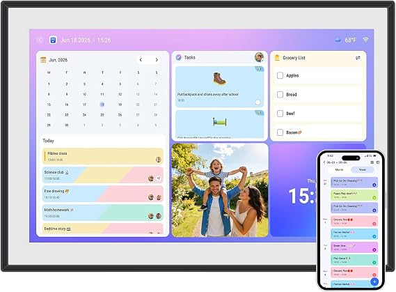 10.1 inch Digital Calendar & Chore Chart,Smart Touchscreen Interactive Display for Family Schedules, Wall & Desk Mountable, Digital Photo Frame Functon, Great for Organizing Your 2026 Calendar
