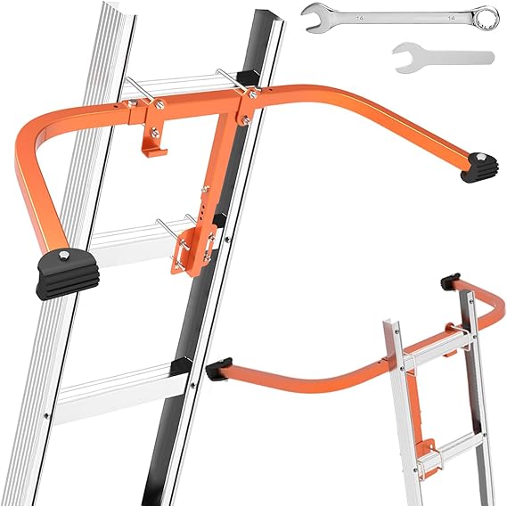 Ladder Stabilizer, Upgraded Heavy Duty Ladder Standoff Arms for Roof Gutter, Secure and Stable Ladder Extensions with Wing Span, Ladder Attachment with Anti-Slip Rubber Feet