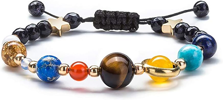 Planet Bracelet Solar System,Universe Galaxy Guardian Space Bracelets,Solar System The Eight Planets Beaded Space Bracelet Gifts for Men Women