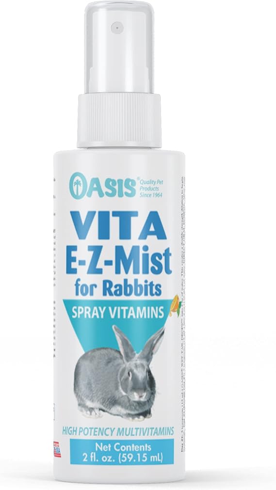 Oasis Vita E-Z Mist All-in-1 Multivitamins for Rabbits - Daily Vitamin Supplement Supports Healthy Bones, Joints & Digestion, Promotes Healthy Skin & Fur Coat, 2-Ounces