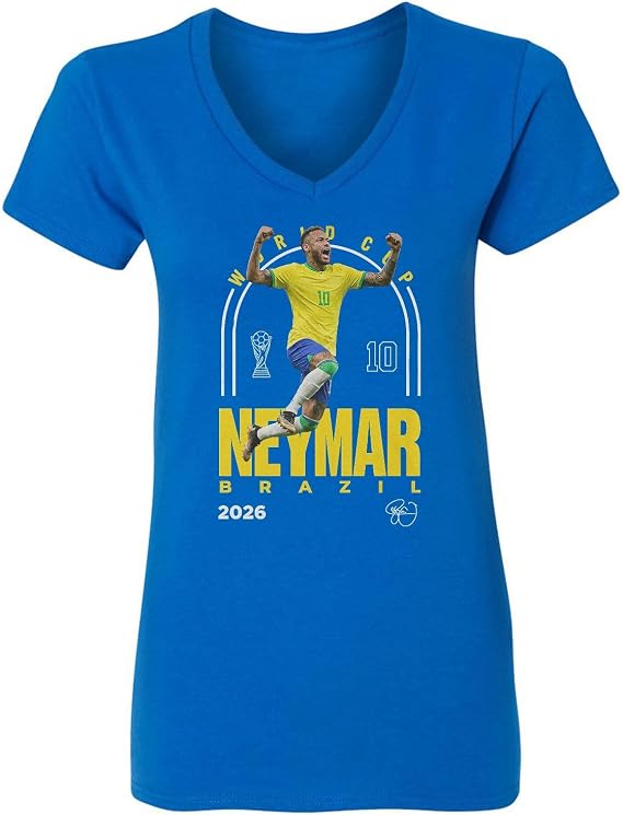 Brazil 10 Tribute Neymar Jr Graphic 2026 Fans Ladies' V-Neck Tshirt