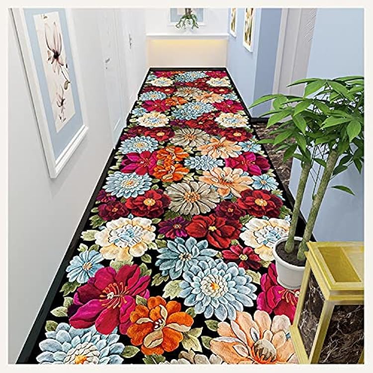 Runner Rug for Hallway Floral Runner Rug Entry Carpet,for Home Dining Living Room Bedroom,Machine Washable 3D Geometric Optical Illusion Carpets Color : A, Size : 80x120cm