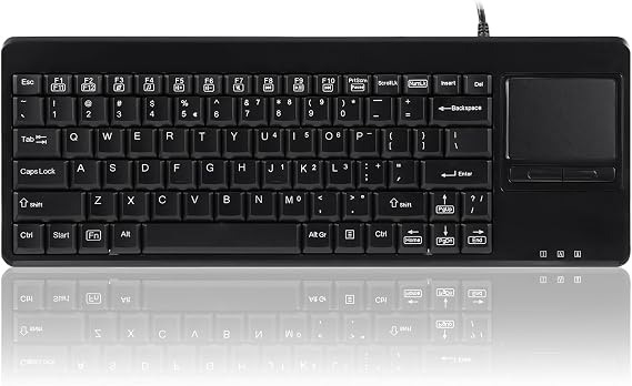 Perixx PERIBOARD-515H Wired USB Keyboard with Touchpad, 2 Hubs, US English Layout, Black
