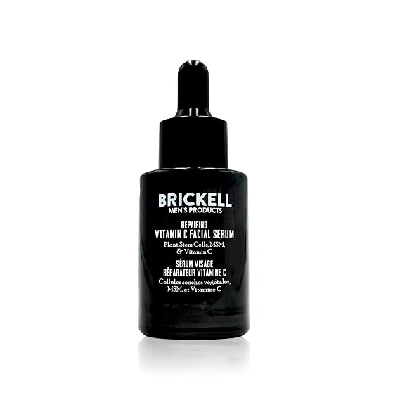Brickell Men's Anti Aging Serum For Face, Repairing Night Facial Serum for Men, With Vitamin C, Hyaluronic Acid, and Green Tea to Diminish Wrinkles and Reduce Redness, 1 Ounce, Unscented