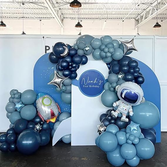Dusty Blue Double Stuffed Balloon Garland Different Sizes 18In 12In 5In Pastel Balloon Arch Kit For Baby Shower Wedding Gender Reveal Birthday Party Decorations
