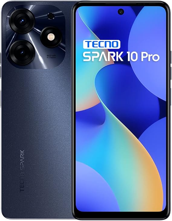 Tecno Mobile Spark 10 Pro Smartphone (Android, Dual SIM, 2460 x 1080 Pixel Display, 8GB RAM, 128GB Memory, Octa-Core, 50MP Dual Camera) Starry Black