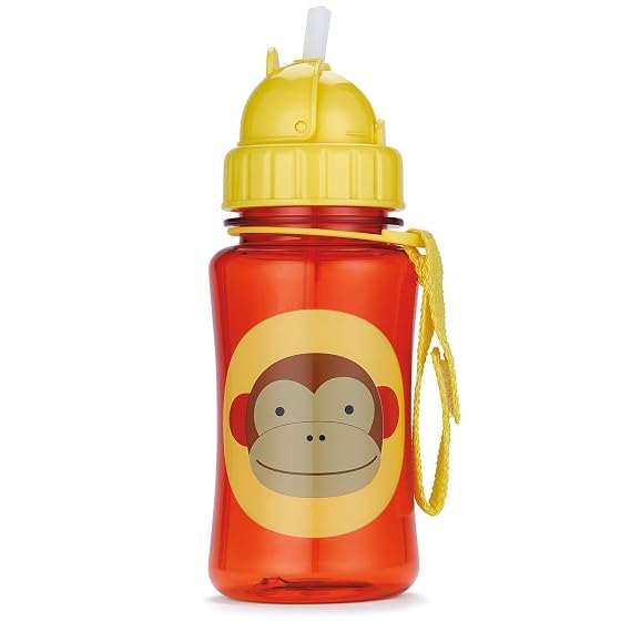 Skip Hop Toddler Sippy Cup with Straw, Zoo Steel Straw Water Bottle, Monkey
