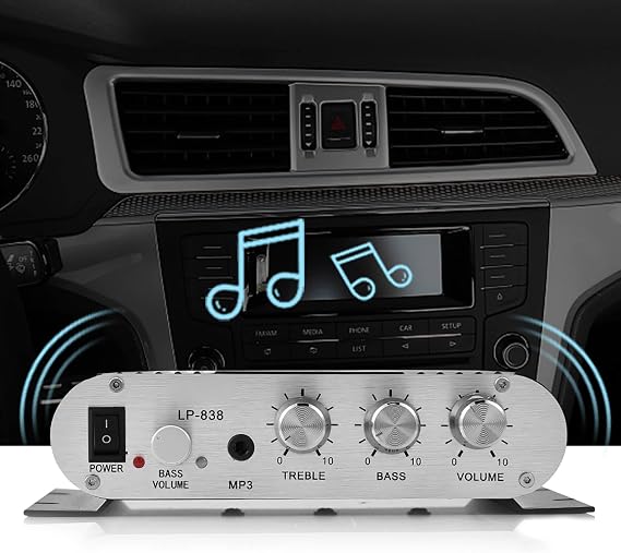 Amplifier Car Audio, Bass Amplifier, Stereo Amplifier, Mini HiFi 2.1 Stereo Bass Auto Car Home Audio Power Amplifier Digital Amp (Black)