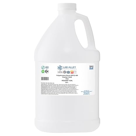 Lab Alley PEG 400, Food Grade, FCC/USP, Polyethylene Glycol Liquid, Kosher, Halal & GMO-Free,1 Gallon