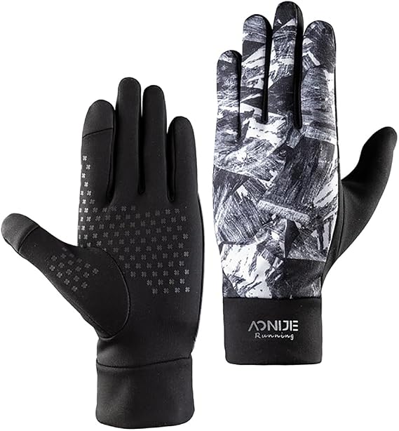 Windproof Warm Gloves Non-Slip Full Finger Anti Slip Sports Gloves Two Finger Touchscreen for Running Cycling