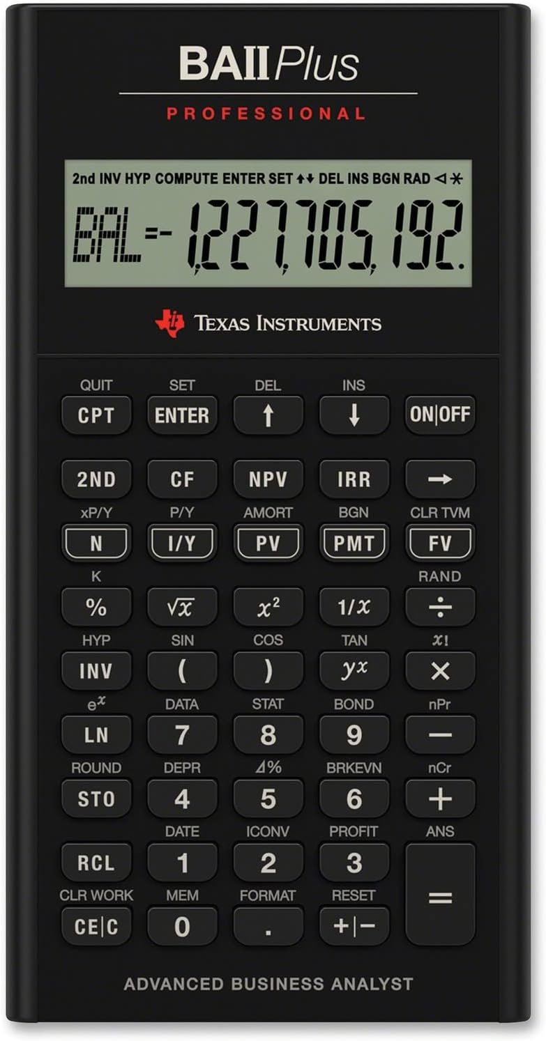Texas Instruments Baiiplus Pro Financial Calculator, 10-Digit LCD