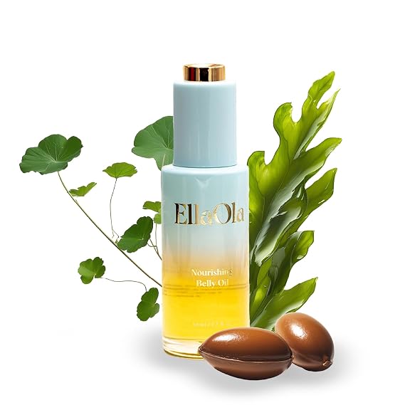 ELLAOLA Belly Oil for Pregnancy Stretch Marks & Maternity Scars - Quick dry Formula with Squalene and Vitamin C Hydrates Face & Body, Pregnancy + Postpartum Skincare, Fragrance Free | 1.5 fl. oz.