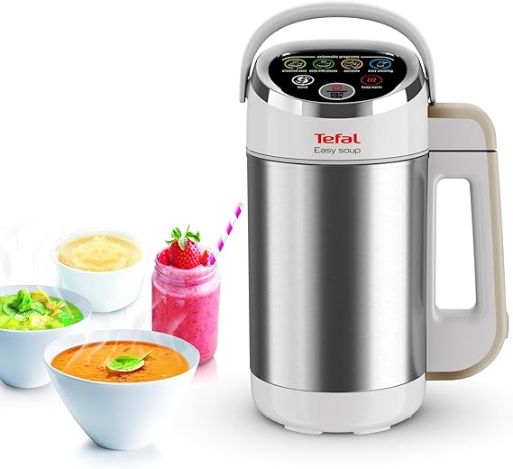 Tefal Easy Soup and Smoothie Maker, 1.2 L Jug, 5 Programs, Smooth/Chunky Soup, Smoothie, Compote, Auto-Clean, 1000W, Digital Control, Stainless Steel, BL841141