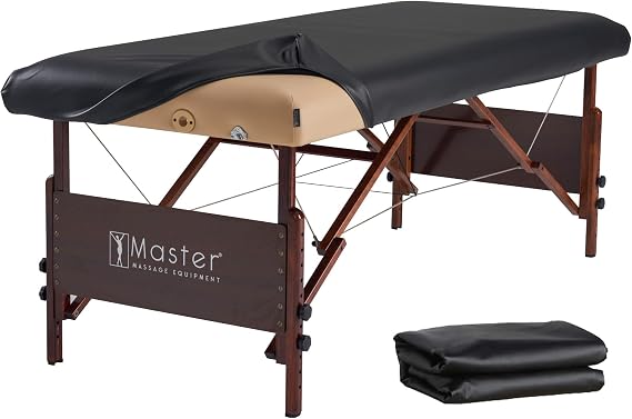 Master Massage PU Protection Upholstery Massage Table Cover, Fitted Massage Table Replacement Cover, Fits Round & Square Corner Tables 28-31"" Wide (Black), CN-99406M2-A