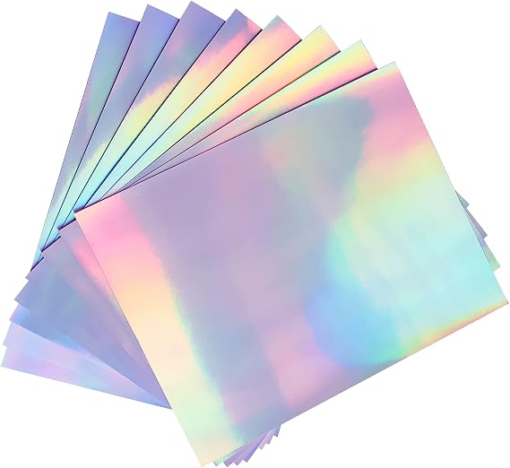 20 Sheets Holographic Sticker Paper for Inkjet & Laser Printer- 8.5x11 inch | Printable Vinyl Sticker Paper Self - Adhesive Waterproof Tear Resistant - Rainbow